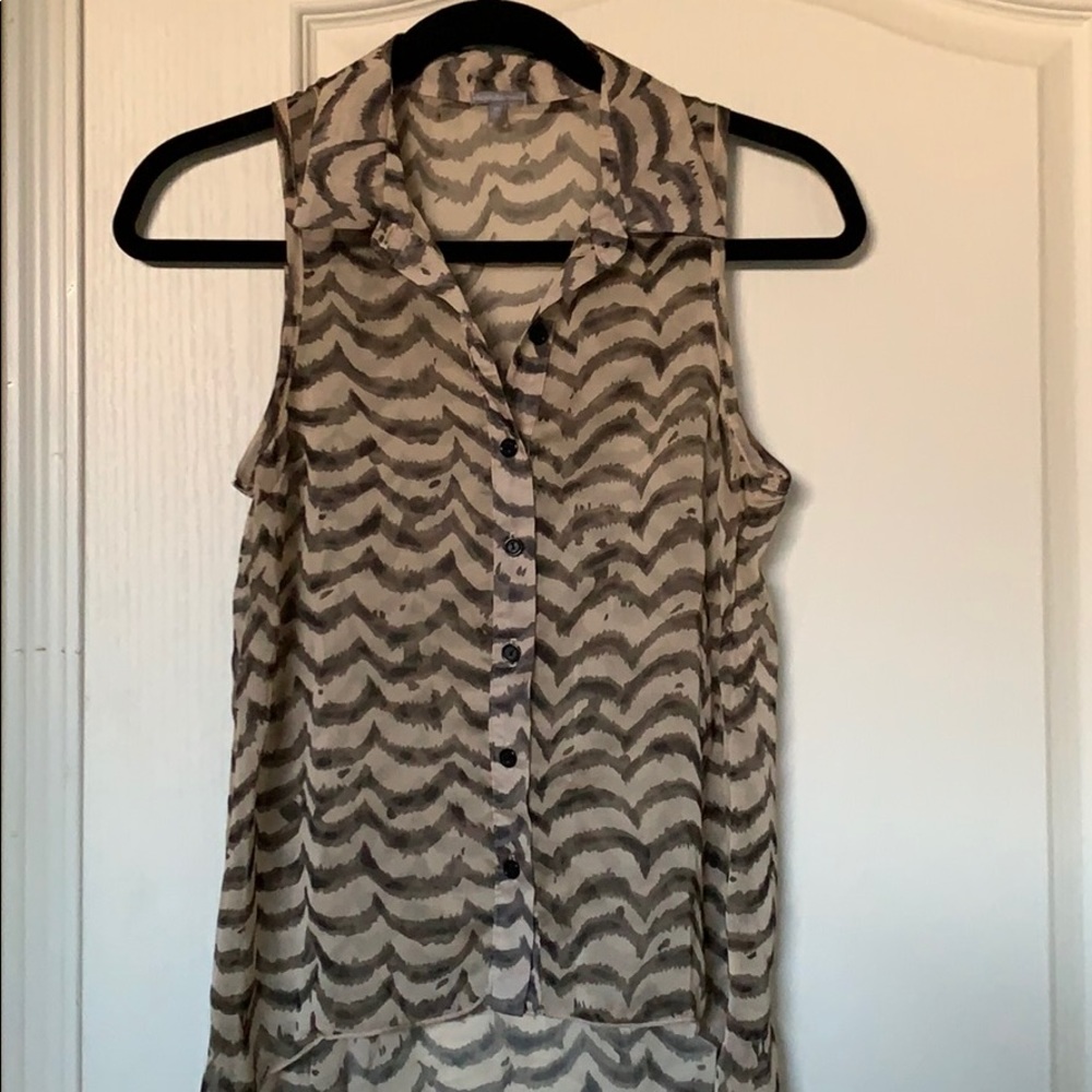 Sheer Sleeveless Collared Blouse